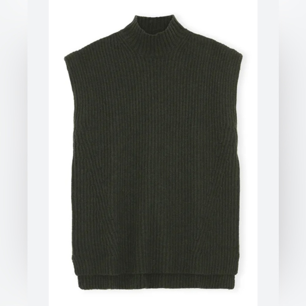 Ganni Dark Green‎ Wool Sweater Vest